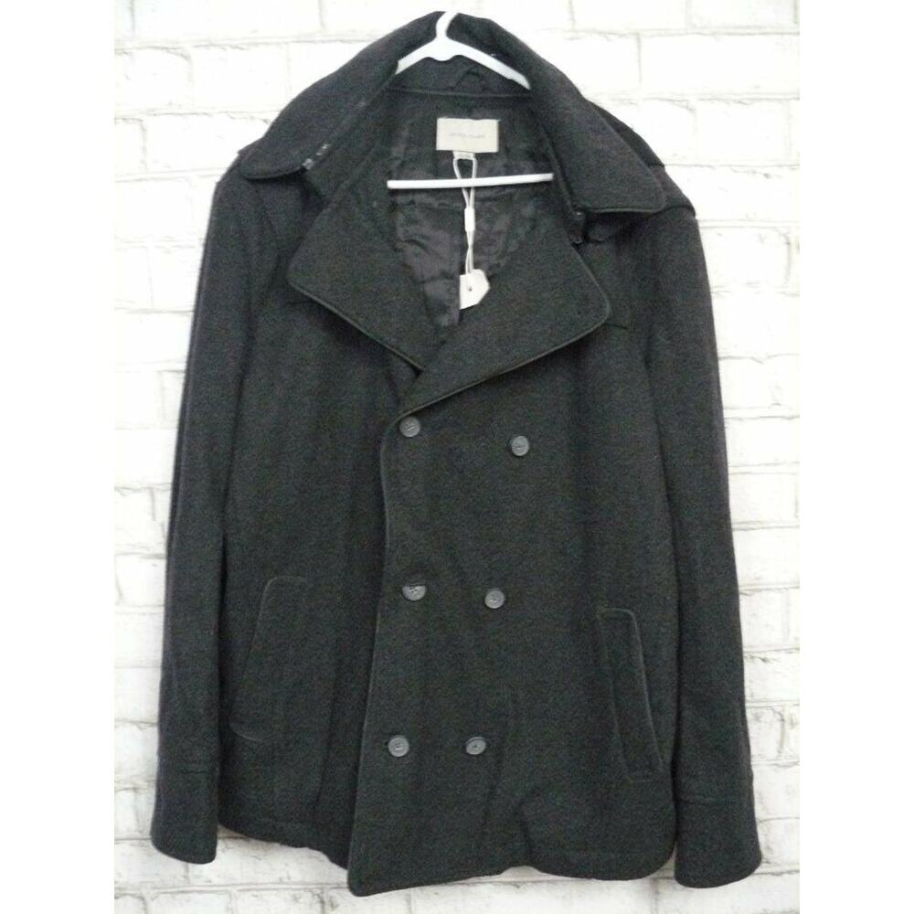 $150 Jack & Jones Charcoal Meyer Wool Double Breasted Men's Winter Coat L NEW